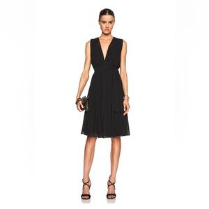 L’Agence Deep V Pleated Dress
